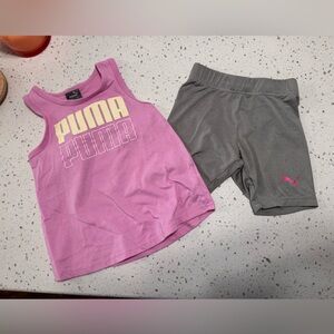 Puma Pink Tank Top and Gray Shorts Set